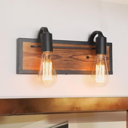 LNC Home Rustic Wooden Wall Sconce – Open Box Unit