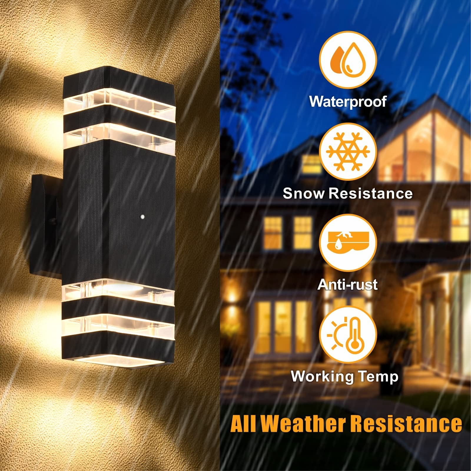 DASTOR 4 Pack Dusk to Dawn Outdoor Wall Lights, 3000K Warm White Exterior Lig…