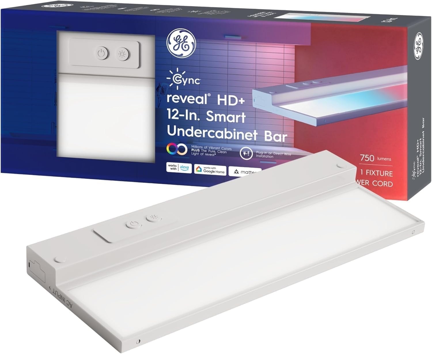 GE Cync Reveal HD+ 12in Smart Undercabinet Color Changing Light Bar