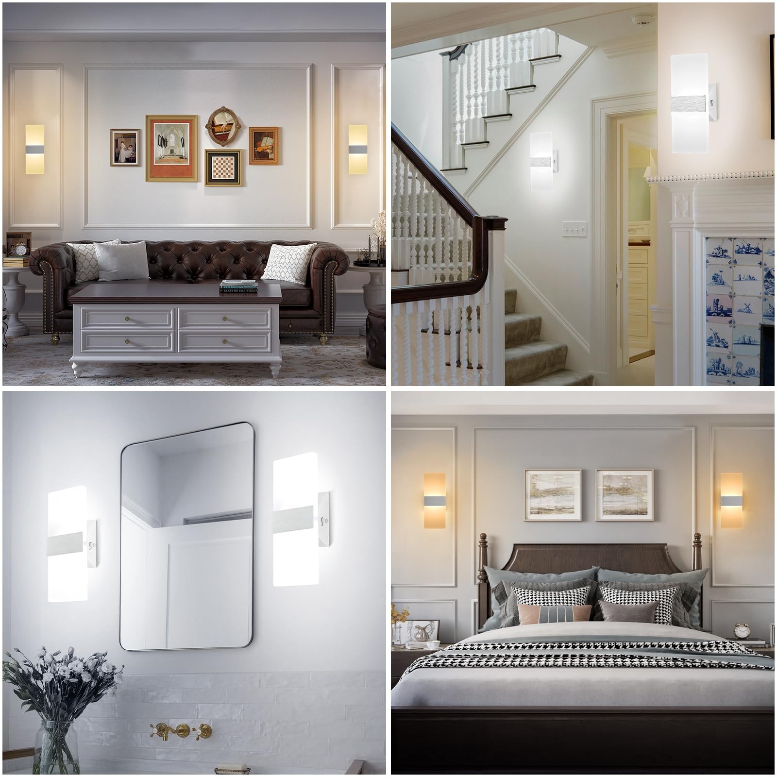 Dimmable LED Wall Sconces, 4 Color Temperature 12W Modern Wall Sconce Wall Mo…