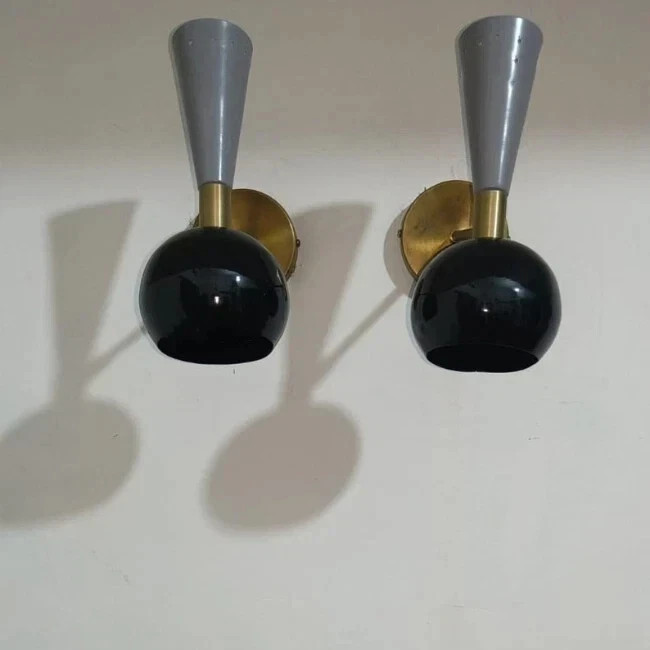 Pair of Italian Sputnik Mid Century Wall Light Wall Fixture Lamps Wall Sconce