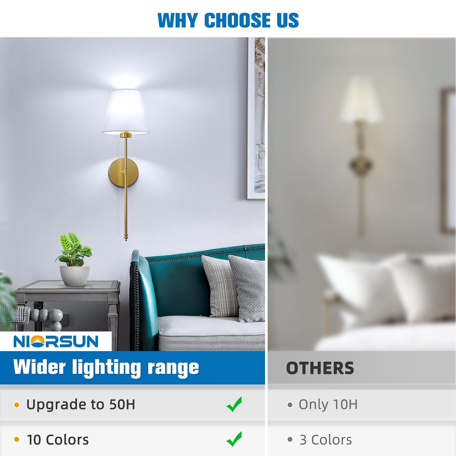 Battery Operated Wall Sconce Set of 2 Gold Rechargeable Lights 10400mAh Remote