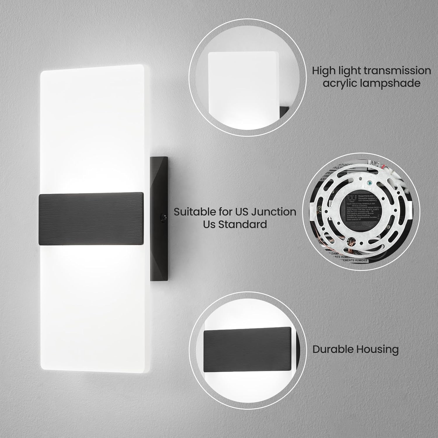 LED Wall Sconces Set of One, Two Dimmable Indoor Wall Lights, 5CCT 2700K-5000
