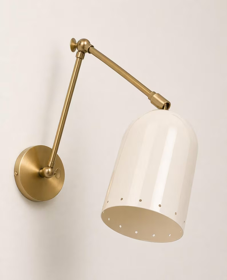 Handmade Adjustable Brass Wall Sconce, Modern Swing Arm Reading Wall Lamp