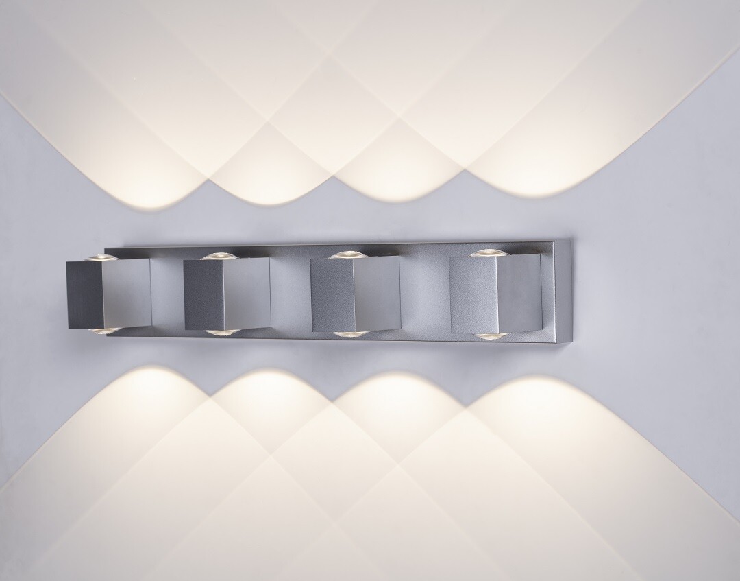 Tubicen 4 Light Vanity Light, 40W Dimmable Wall Sconce Lamp Lights Up Down, Grey