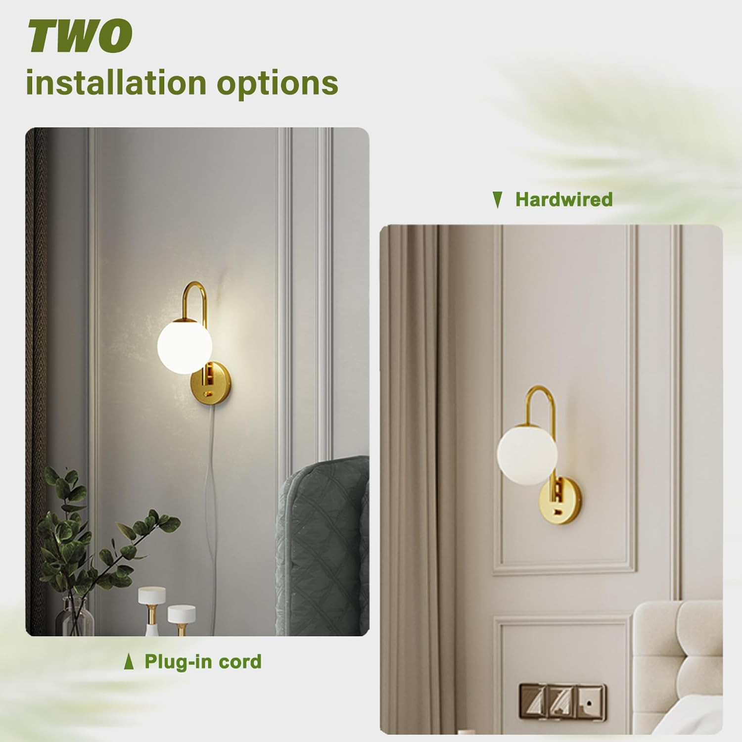Dimmable E12 Wall Sconces Set of 2,Plug in Wall Sconces with 6.56Ft Power Cord,G