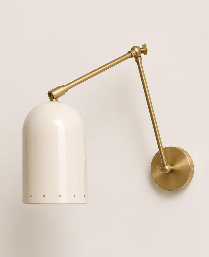 Handmade Adjustable Brass Wall Sconce, Modern Swing Arm Reading Wall Lamp