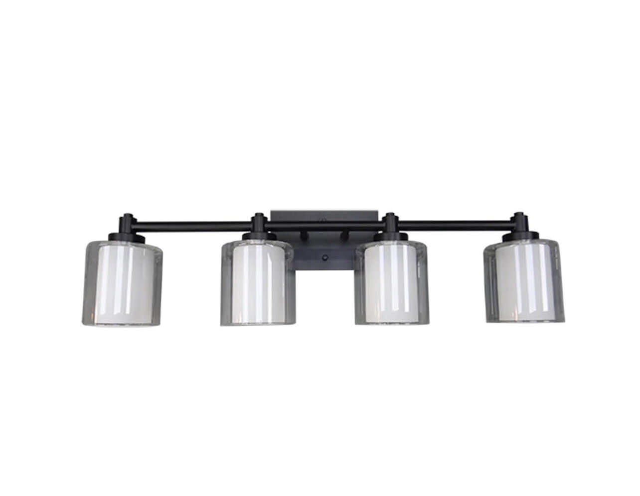HomEnhancements 60W Sonora Vanity Light, 4-Light,Clear & White Glass Matte Black