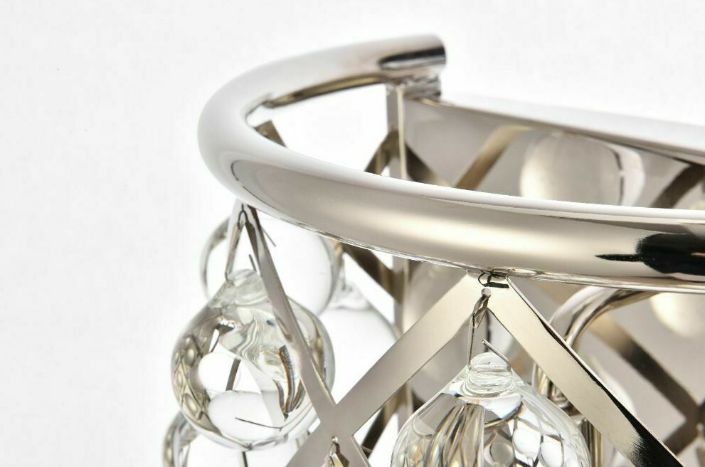 Wall Sconce Light Fixture Polished Nickel Smooth Crystal Balls Bedroom Bathroom
