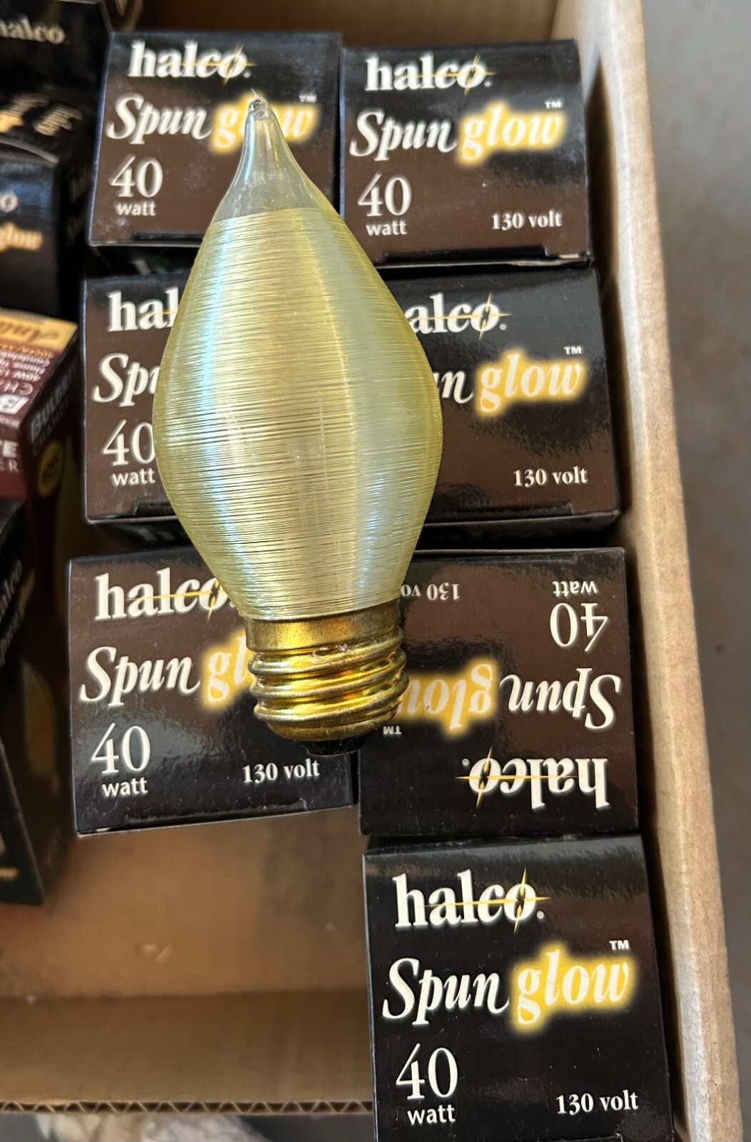 40 Watt-Spun GLOW Satin Amber-Incandescent Chandelier Bulb -E26 med Base #100224