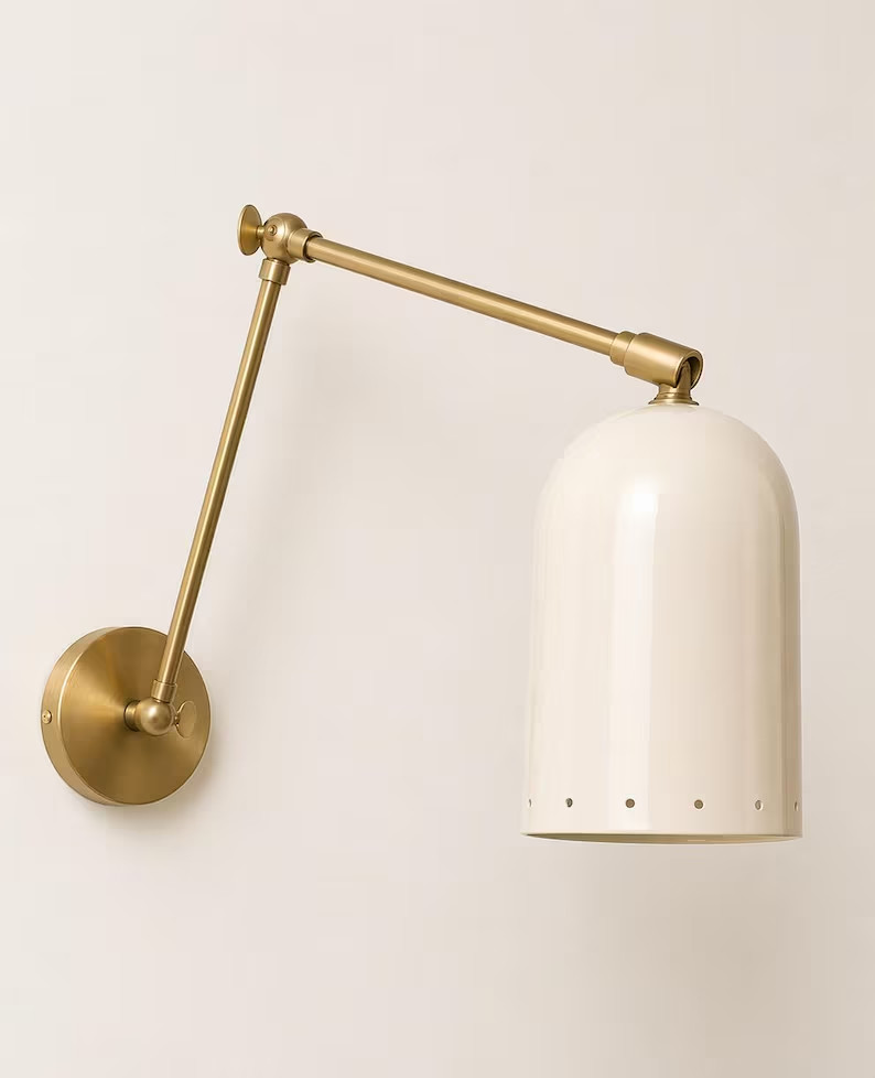 Handmade Adjustable Brass Wall Sconce, Modern Swing Arm Reading Wall Lamp