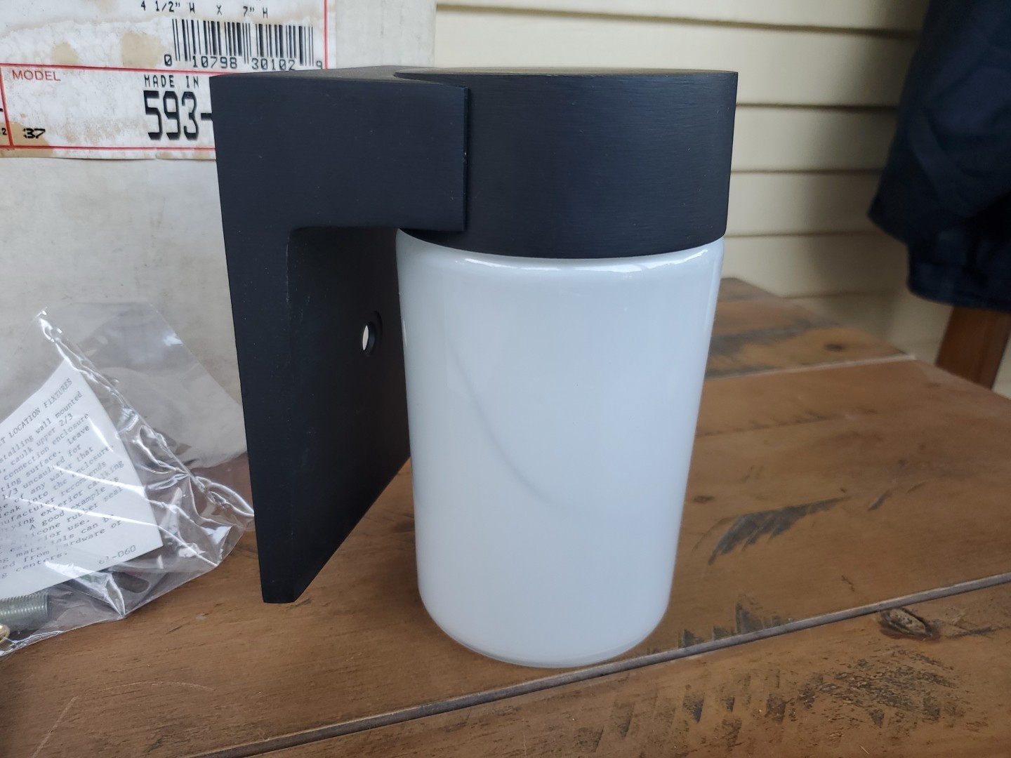 Vintage Wall Fixture American Lantern #593-12-00 Black Finish Opal Glass NEW