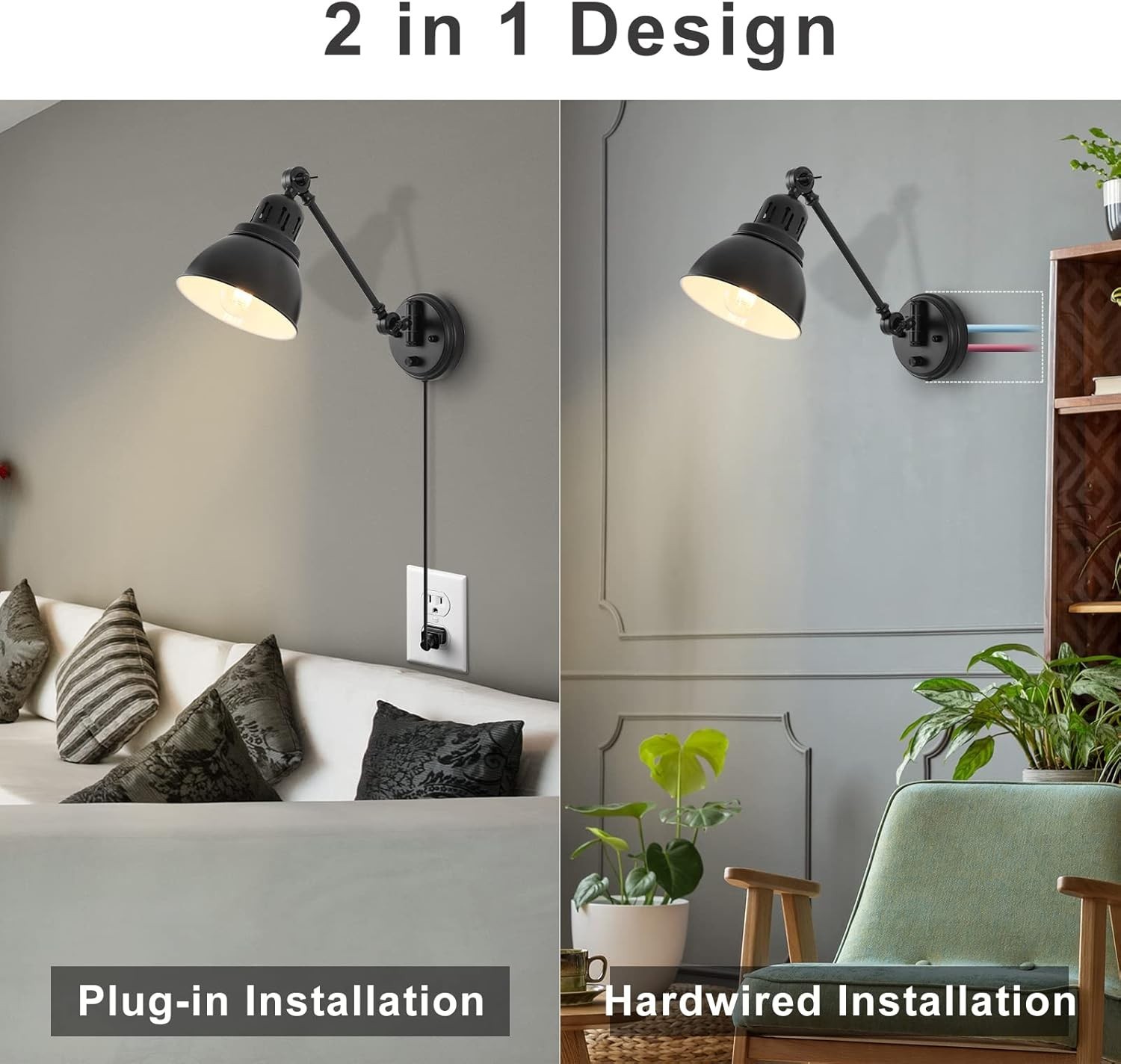 Adjustable Swing Arm Wall Sconce with Dimmable Lighting – Perfect for Any Room