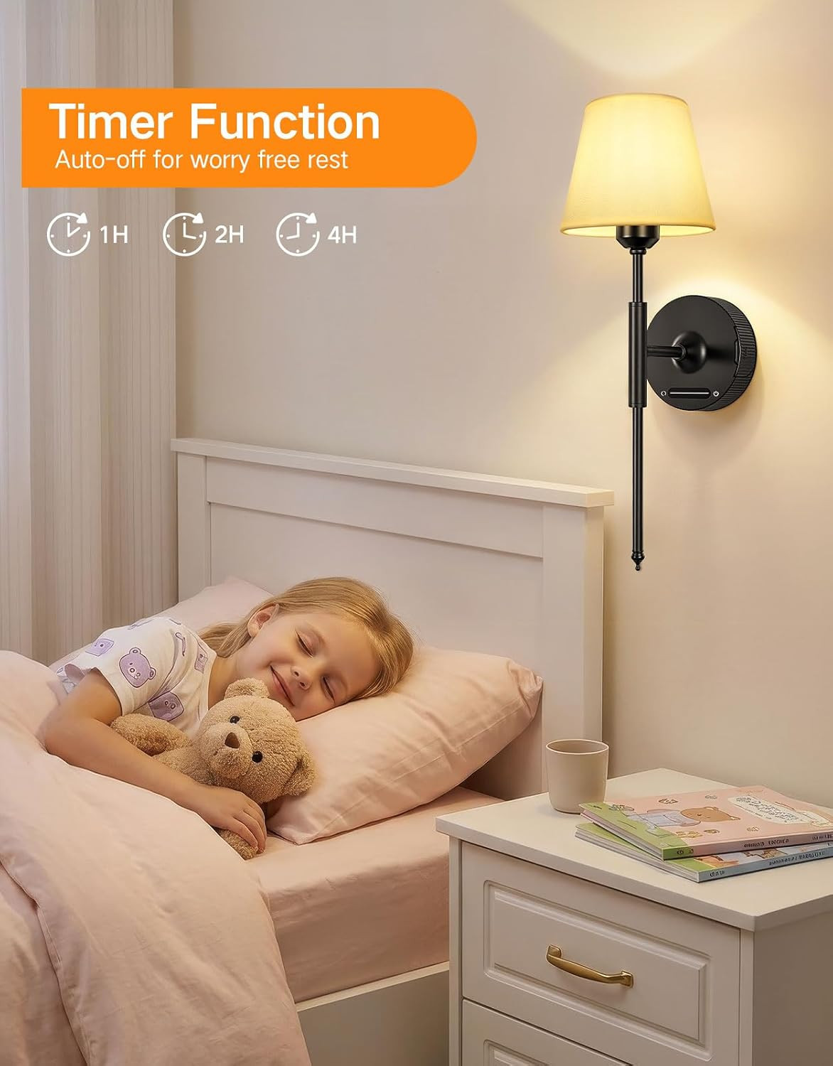 Rechargeable Wall Sconce Set of 2 with Remote, Dimmable & 3 Color Temps