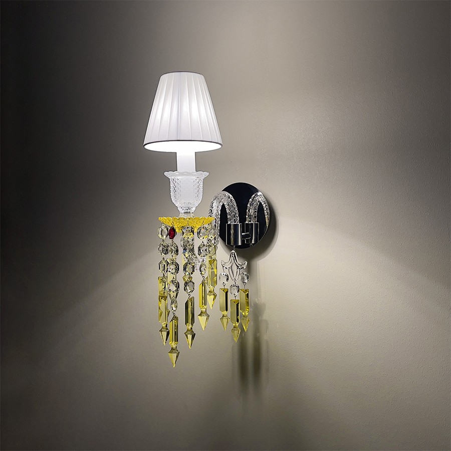 Luxury Decorative Lamps Wall Sconce Yellow Transparent Crystal Wall Lamp Light
