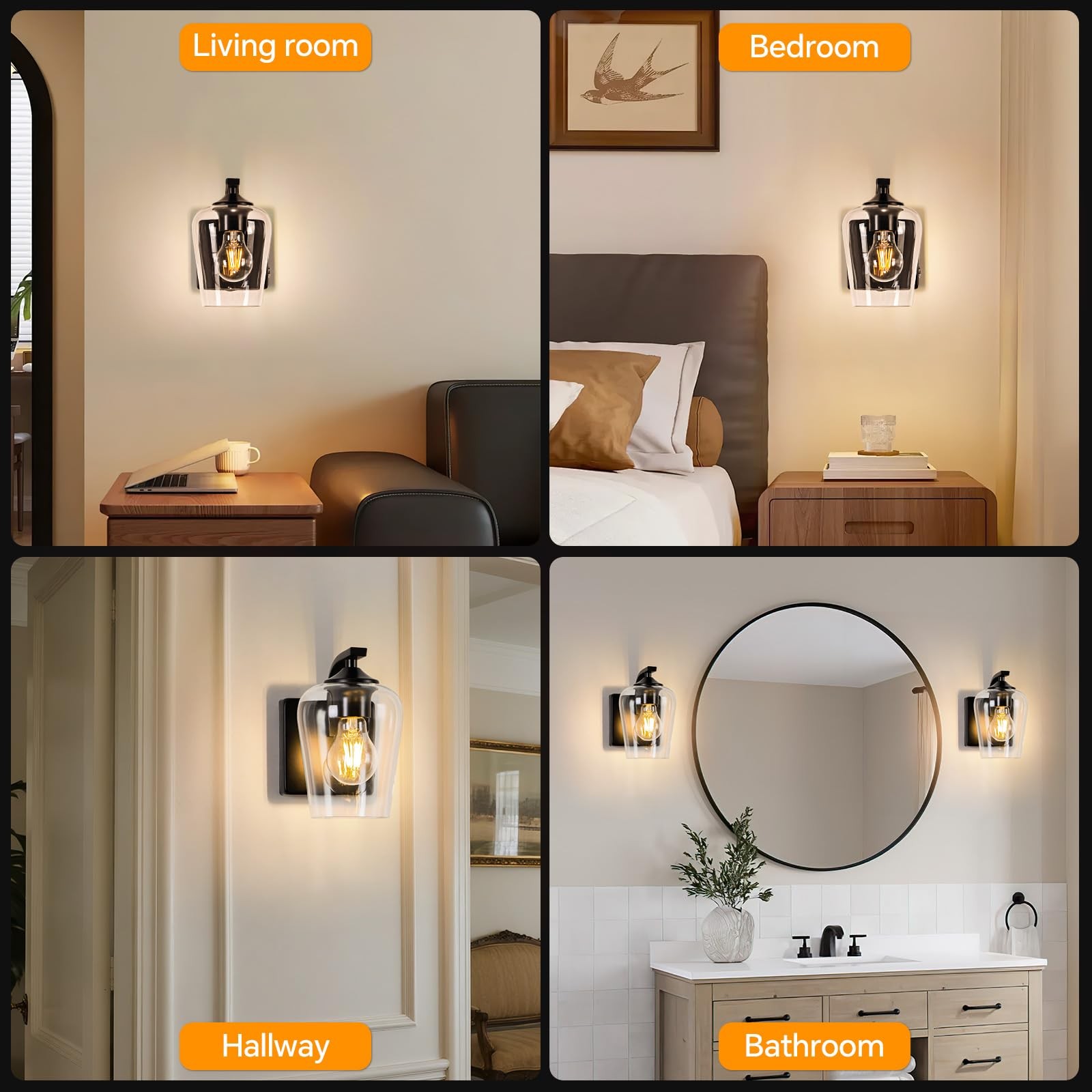 SURPALIG Battery Operated Wall Sconce, Wireless, Rechargeable Wireless Wall L…