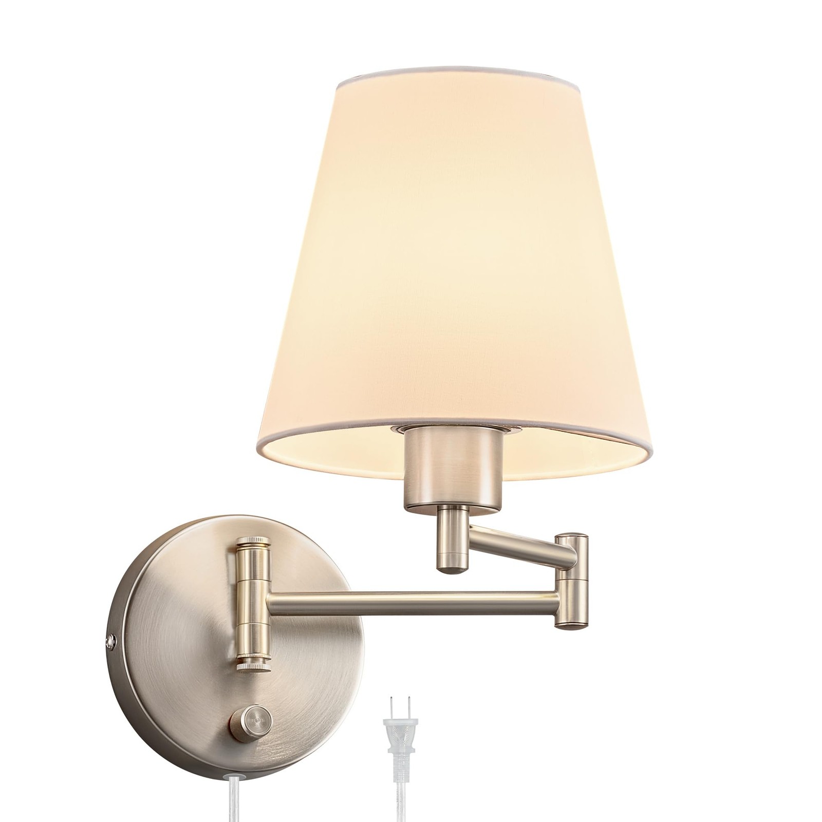 VONLUCE Modern Adjustable Swing Arm Wall Lamp Brushed Nickel, 1 Pack, Nickel