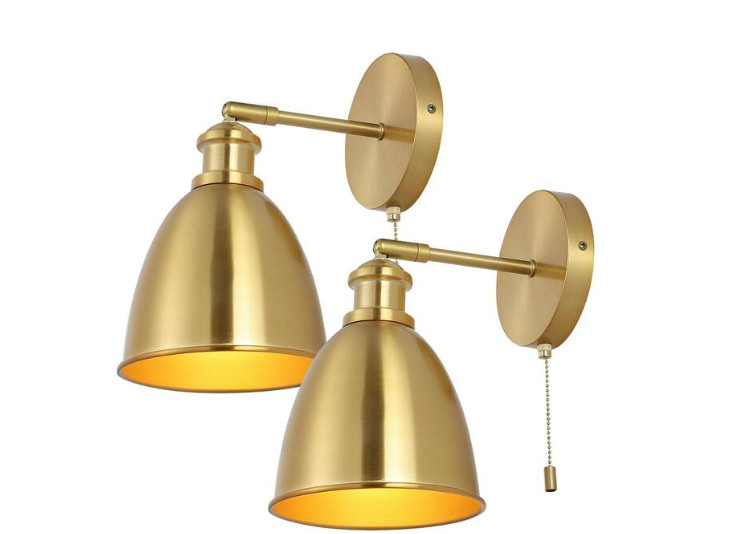 JONATHAN Y Hudson 6.5 in. 1-Light Farmhouse Bohemian Iron LED Sconce, Brass Gold