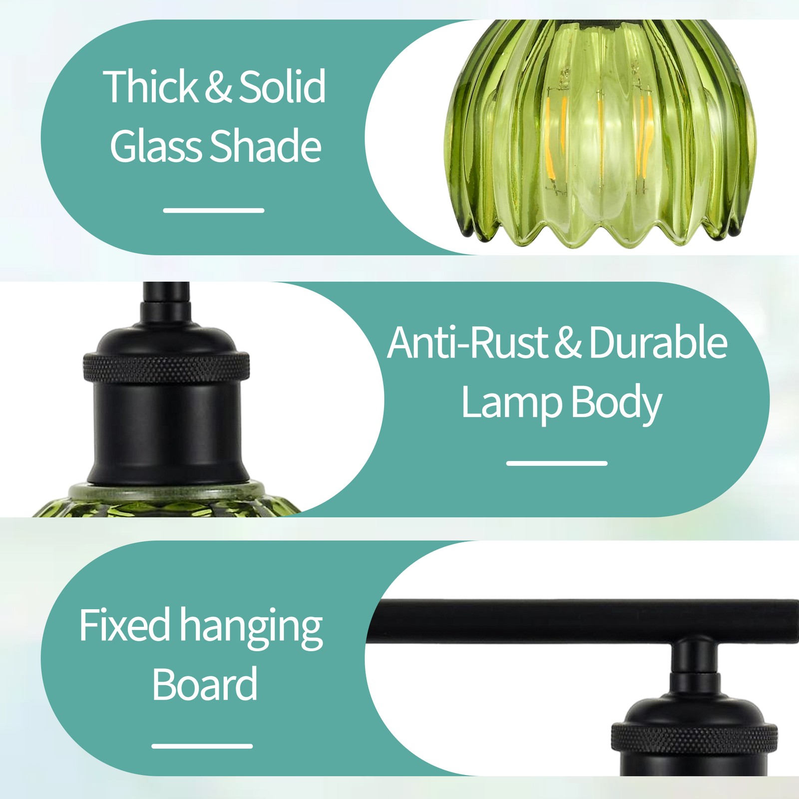 4-Light Adjustable Wall Sconce, Vintage Glass&Black Metal，Bathroom Bedroom Decor