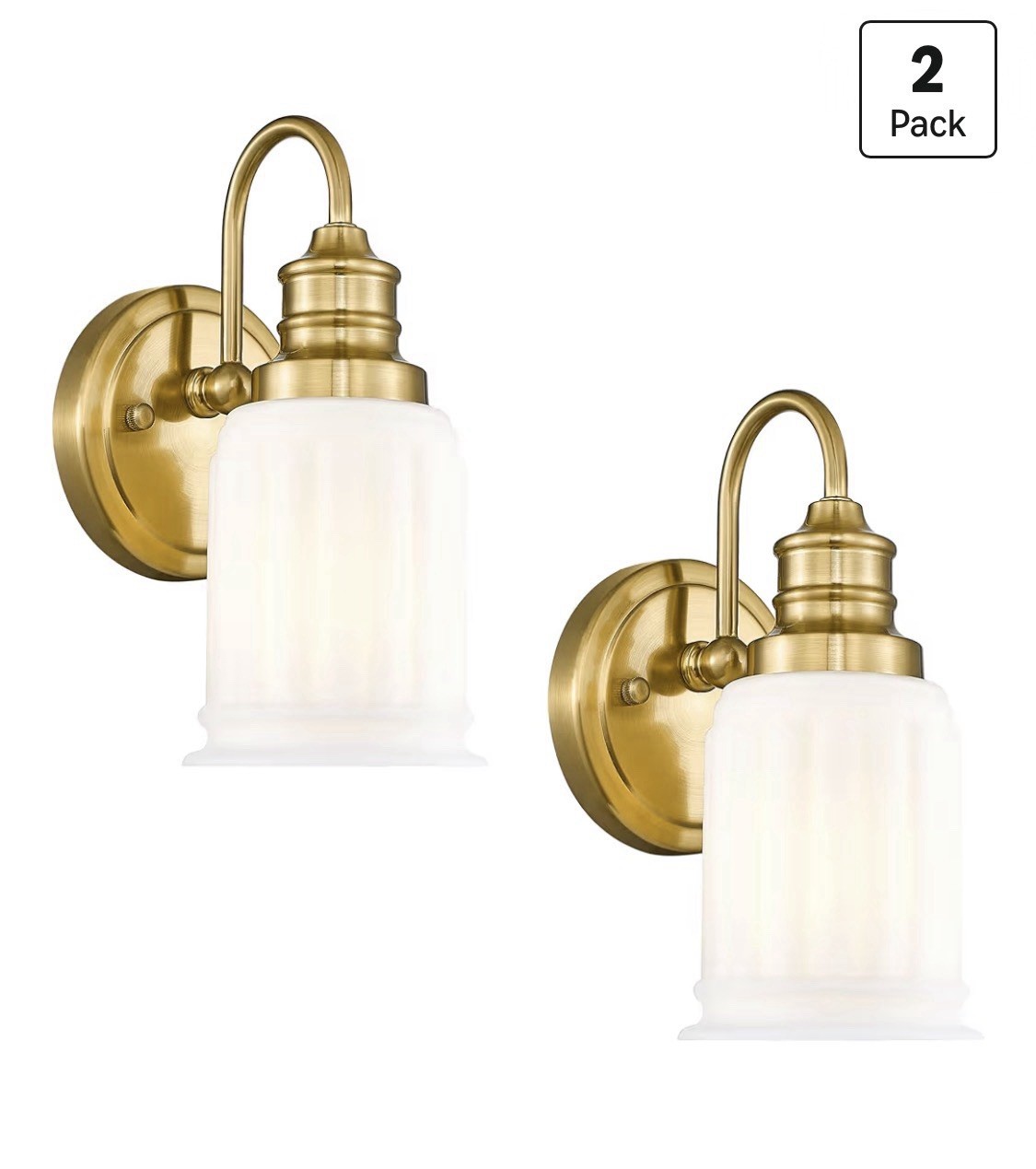 Modern Wall Sconces Set of Two, Frosted White Bell-Shaped Glass 5HZG106B-2 BG