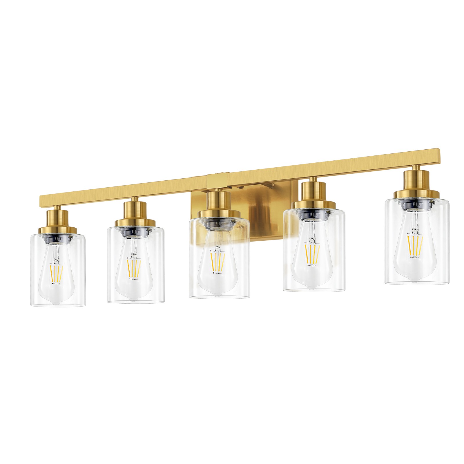 31 Inch 5 Lights LED Vanity Light Bathroom Mirror Wall Lamp Gold Modern Fixture