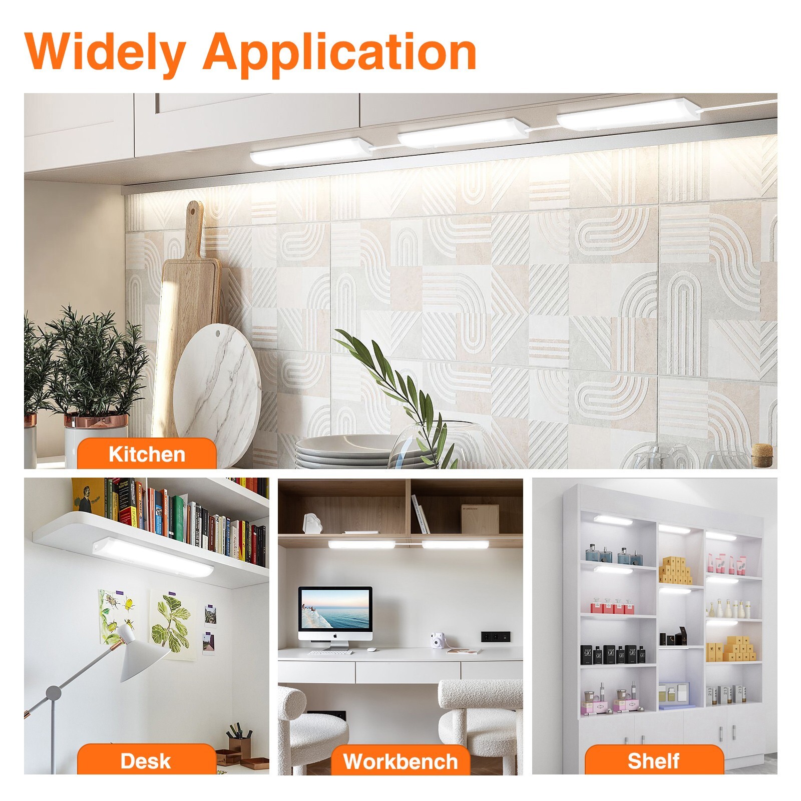 LED 12»/18»/24» Under Cabinet Closet Light Hardwired Kitchen Lamp Linkable