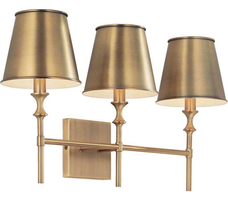 Capital 149731AD-708 Whitney Vanity, 3-Light 180 Total Watts, Aged Brass