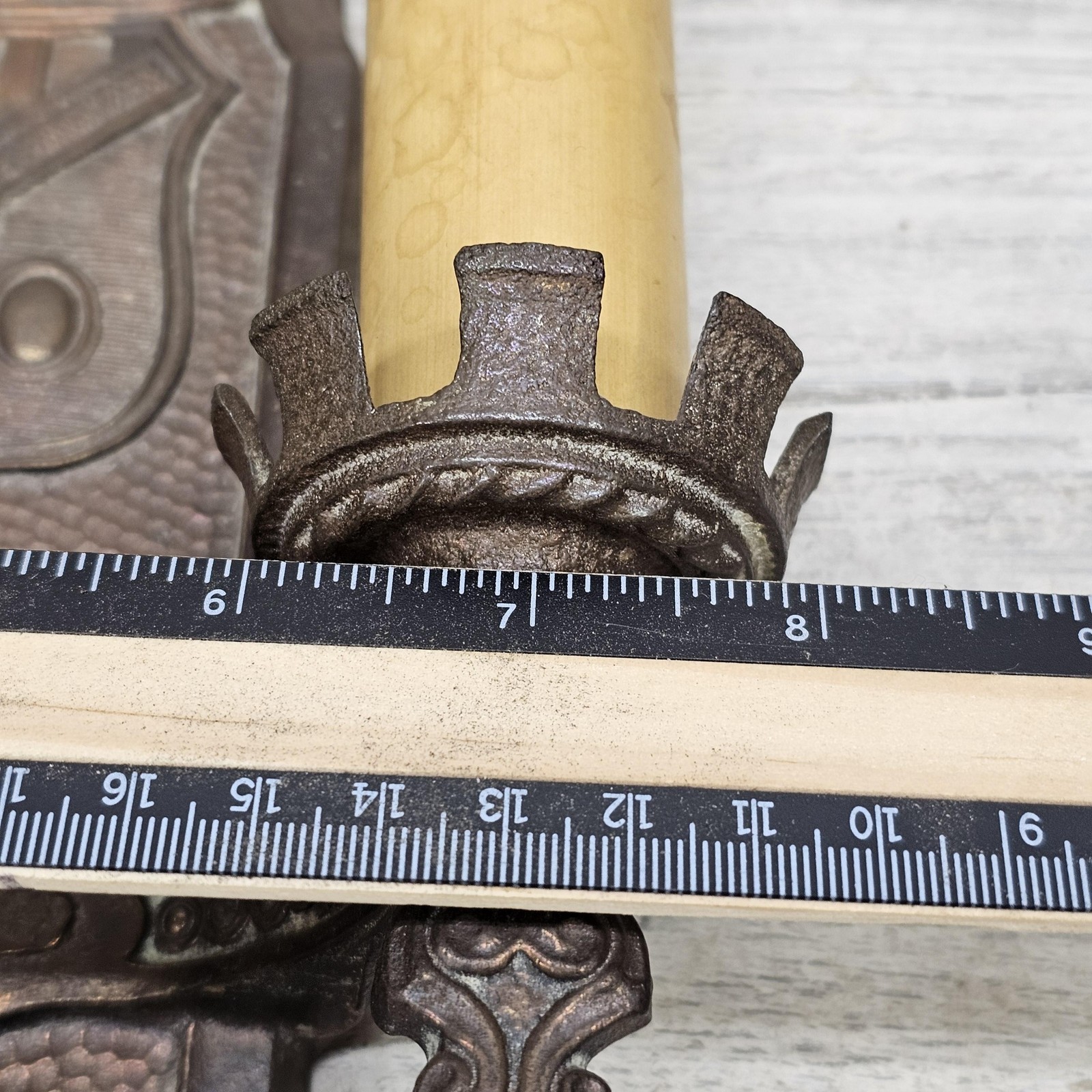 Vintage Markel Cast Iron Gothic Wall Sconce Double Candle Light Bronze P596