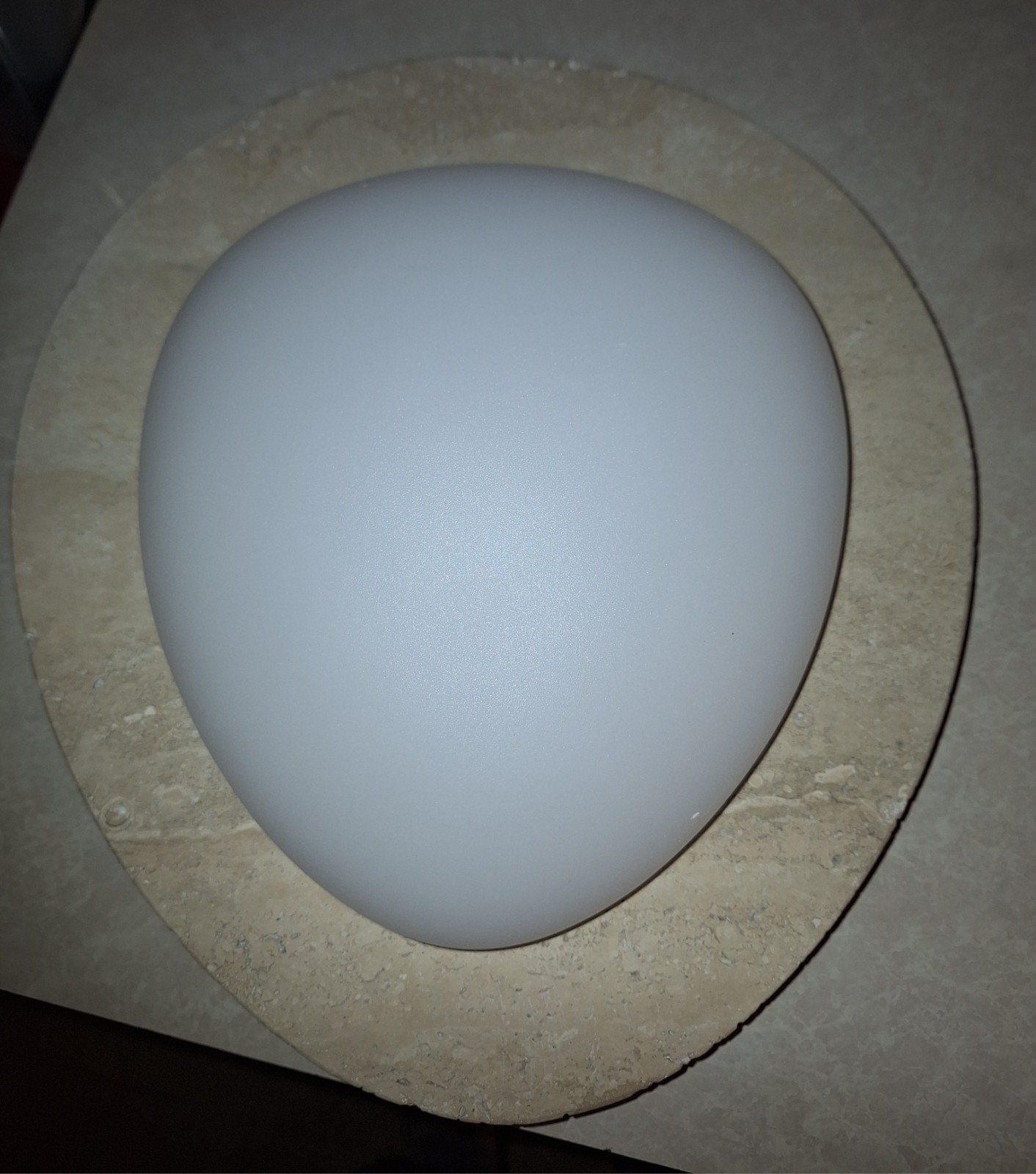 Mid Century Modern Yellow Travertine Wall Sconce White Milk Shade…