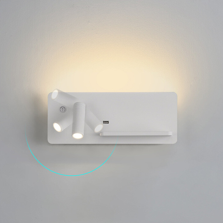 6W Wall Lights Fixture LED SMD 2835 + COB Reading Lamp Switch USB Charging Port