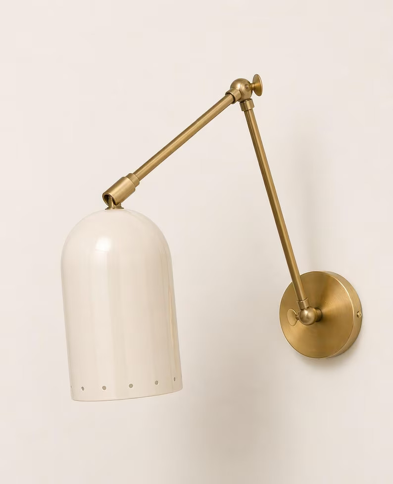 Handmade Adjustable Brass Wall Sconce, Modern Swing Arm Reading Wall Lamp