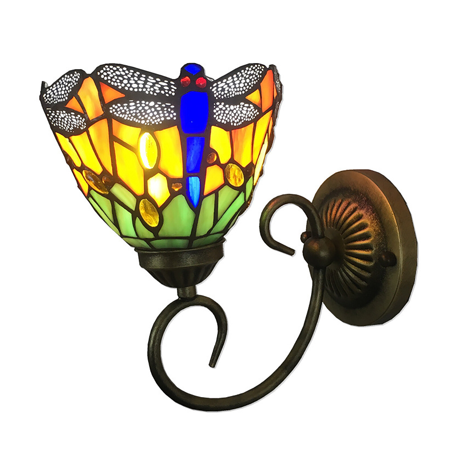 Sconce Vintage Baroque Wall Lamp Antique Stained Glass Wall Sconce 60W