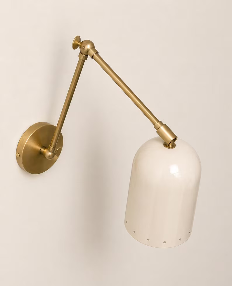 Handmade Adjustable Brass Wall Sconce, Modern Swing Arm Reading Wall Lamp