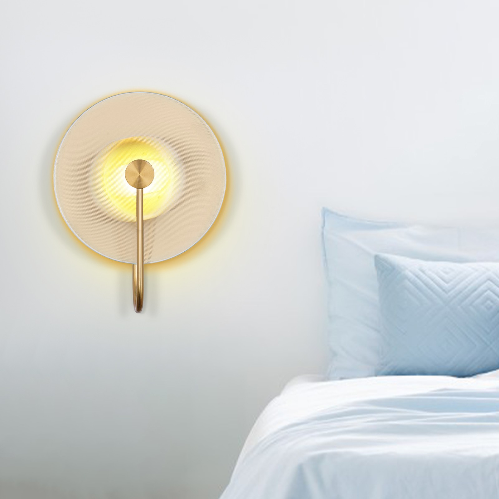 Minimalist Round Disc Wall Sconce LED Wall Light Glass Wall Lamp Reading Light
