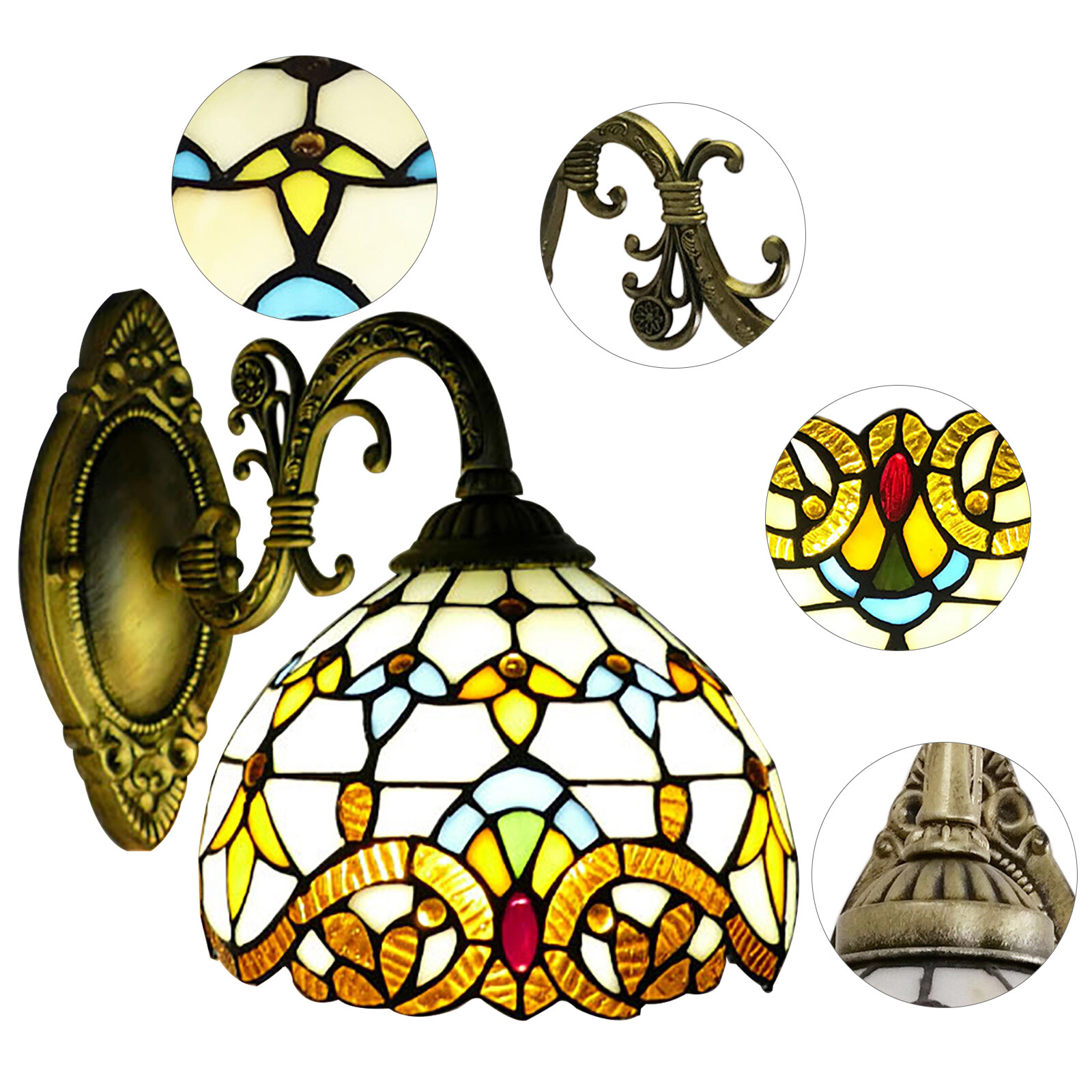 Tiffany Style Wall Sconce Stained Glass Light Art Deco Fixture Wall Mount Lamp