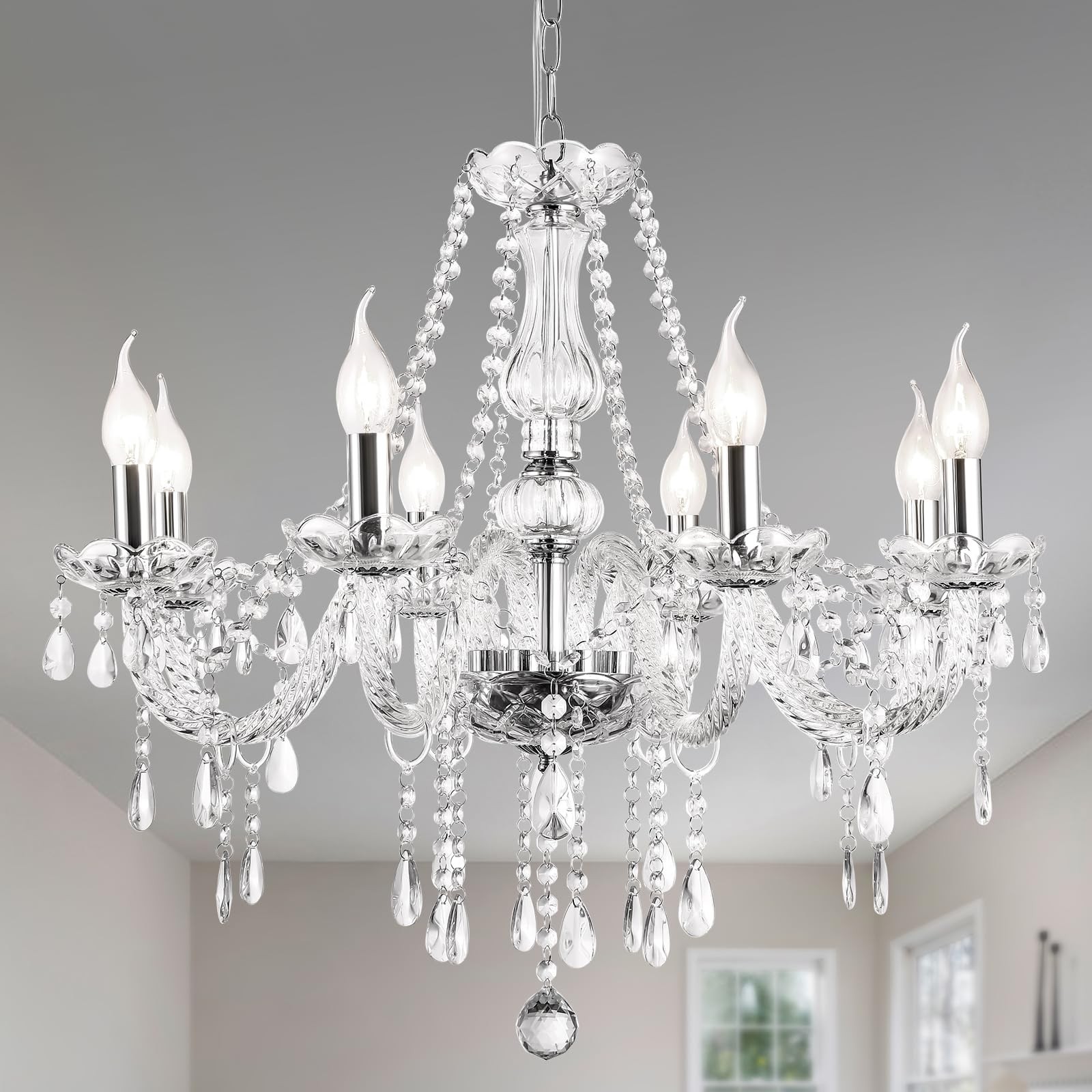 Modern Elegant 8 Lights K9 Crystal Glass Chandelier Pendant Ceiling Lighting …