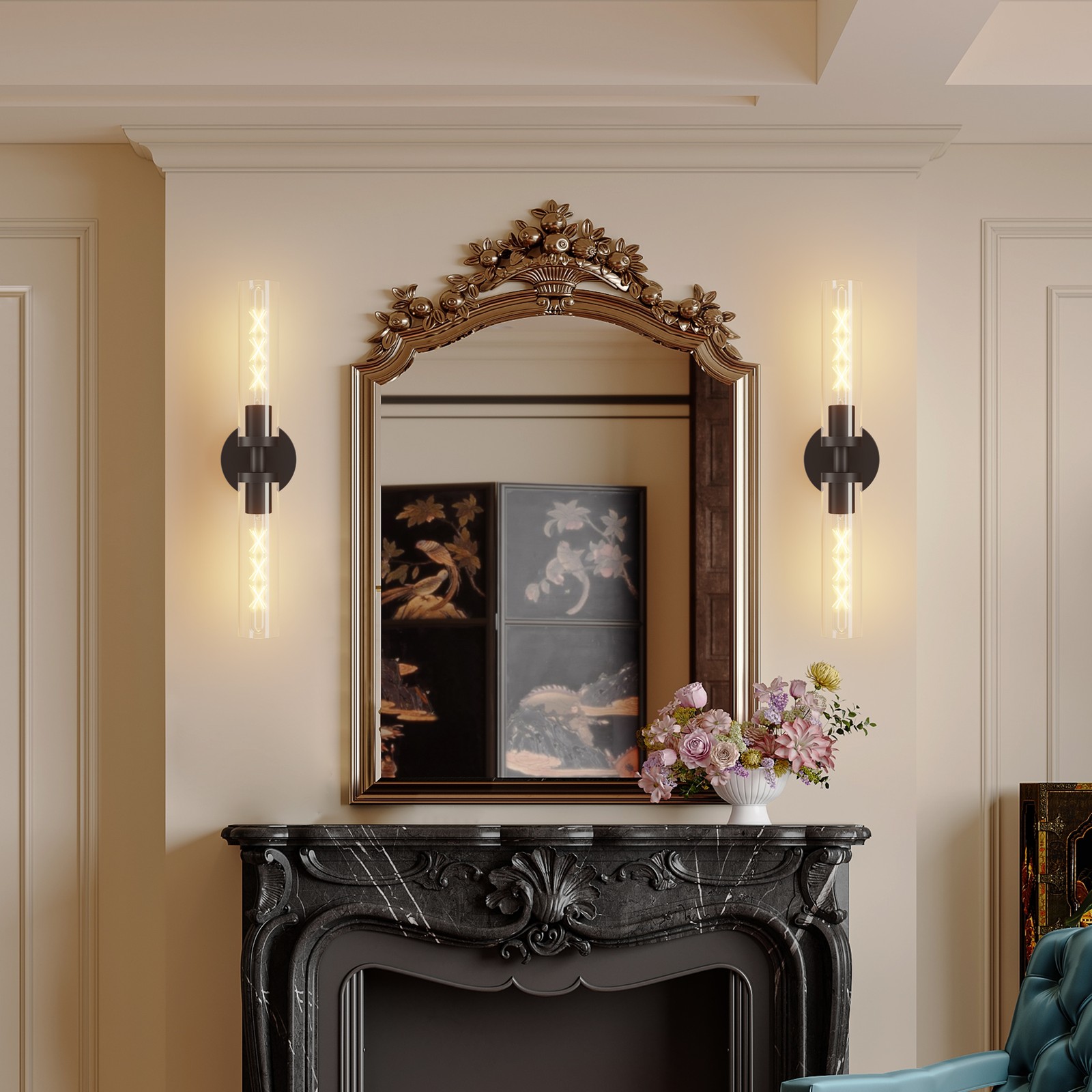 Modern LED Indoor Wall Light 2 Pack 22» Black Bathroom Mirror Sconce Fixture UL