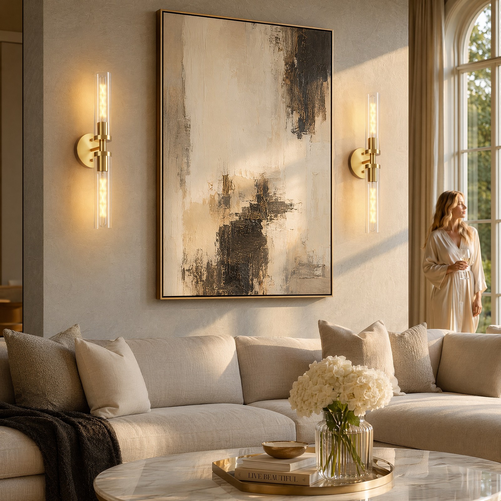 2 Pack 22» Modern Indoor Wall LED Light Gold Bathroom Vanity Sconce Fixture
