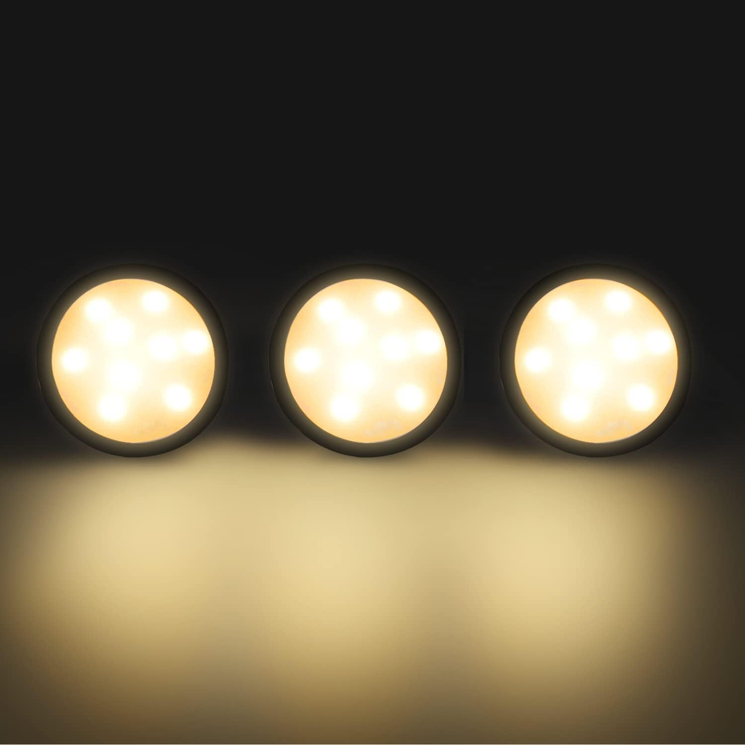 LED Puck Lights, under Cabinet Lighting Black Trim, 3000K Warm White, CRI90+, To