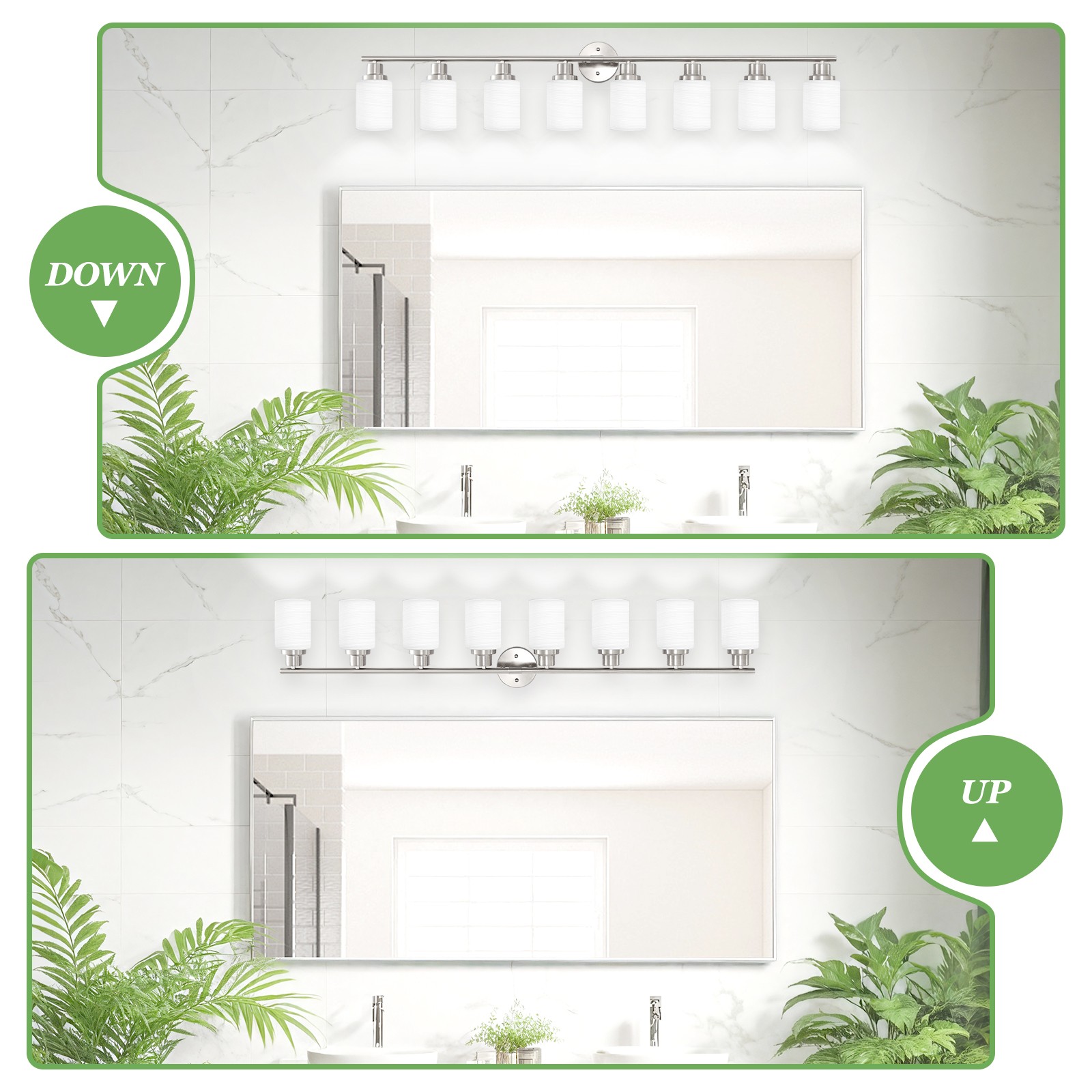 52″ 8 Lights Modern Vanity Light Bathroom Mirror Nickel LED Wall Lamp Fixture UL