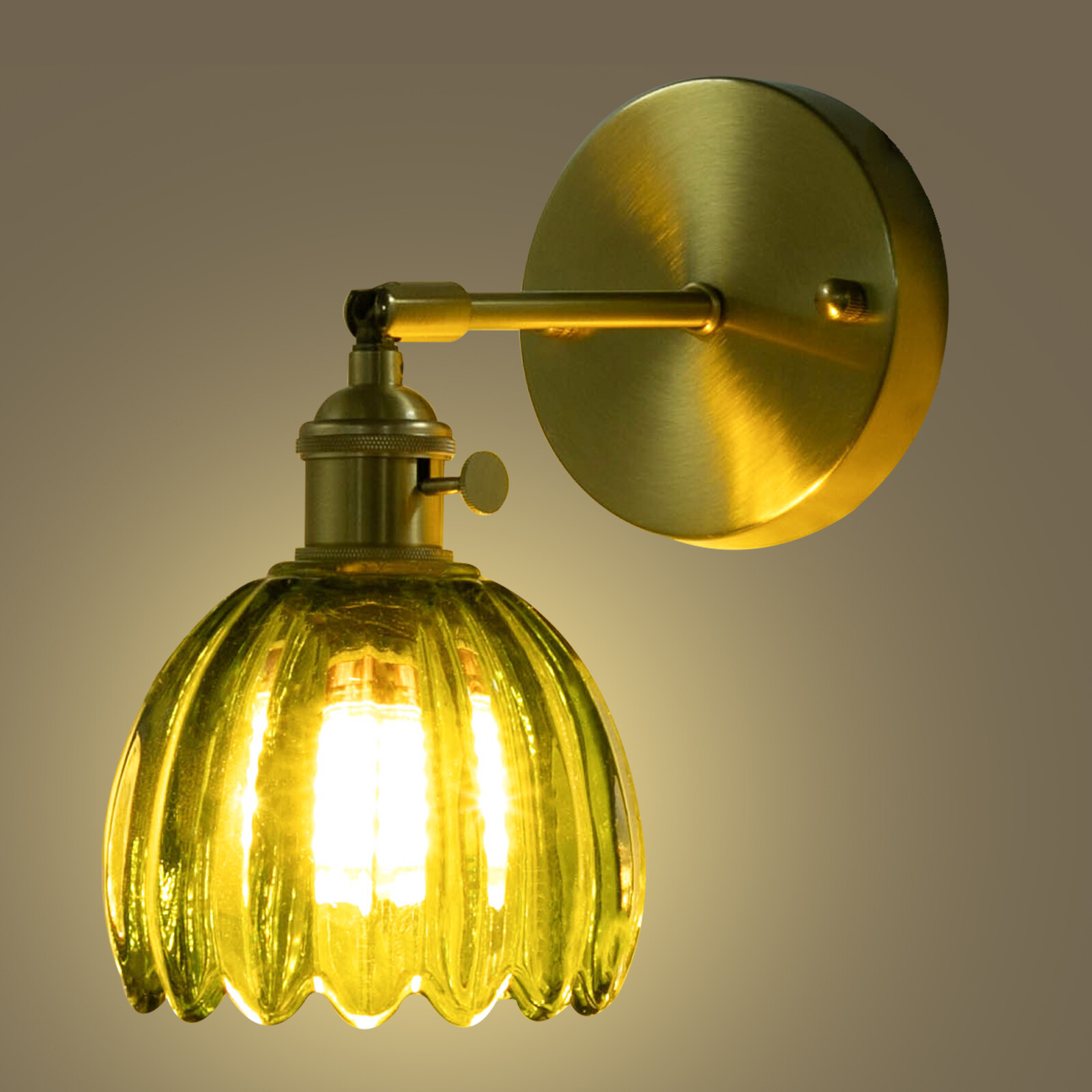 Nordic Green Metal Bedroom Wall Lamp Flower Glass Shape Wall Sconce Light USA