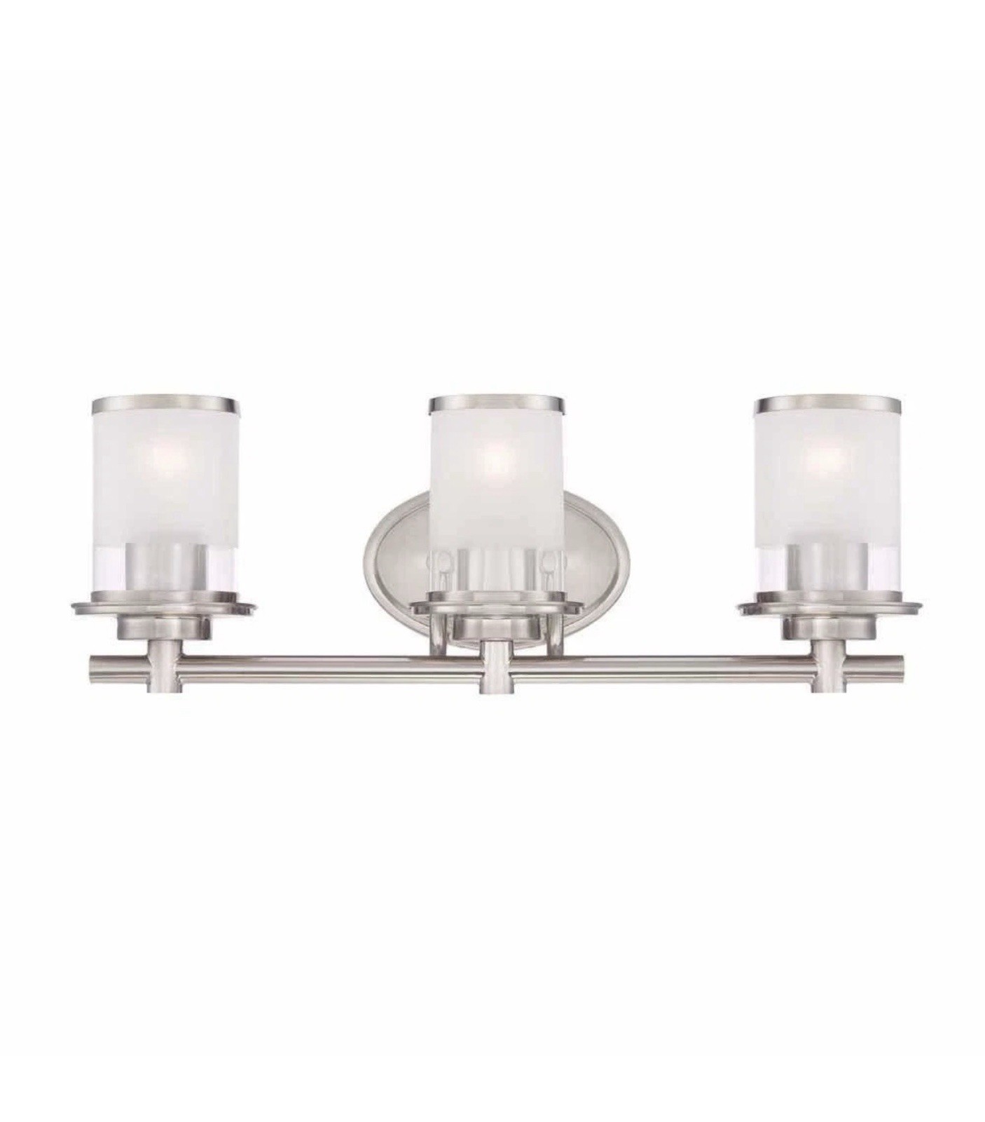 Hampton Bay Truitt 3-Light Brushed Nickel Bath Bar Light w Clear and Sand Glass