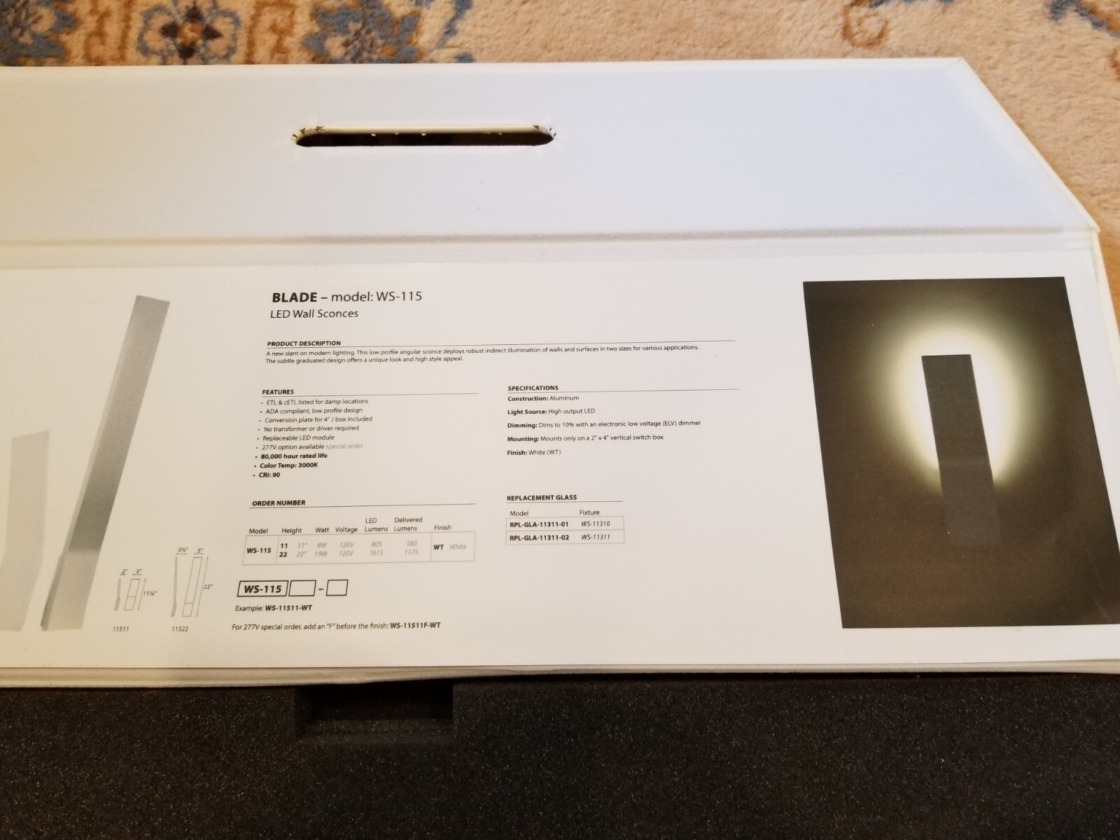 Blade LED Wall Sconce by Modern Forms WS-11511-WT Contemporary LED – NEW IN BOX
