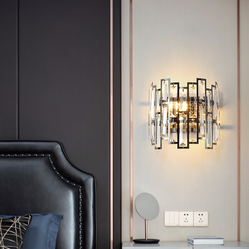 Modern LED Wall Lamp Luxury Crystal Creative Bedroom Study Staircase Lighting