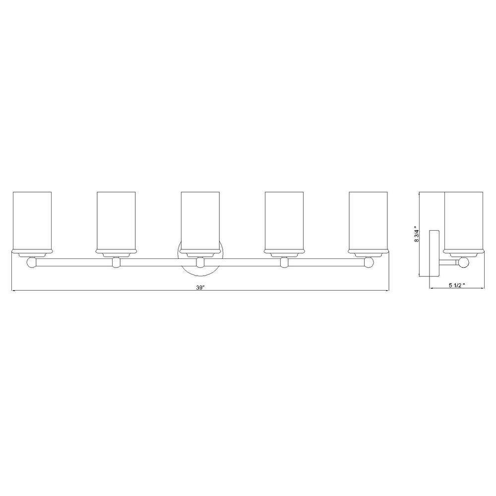 Unbranded Thayer 39 in. 5-Light Chrome Vanity Light w/ Clear Glass Shade