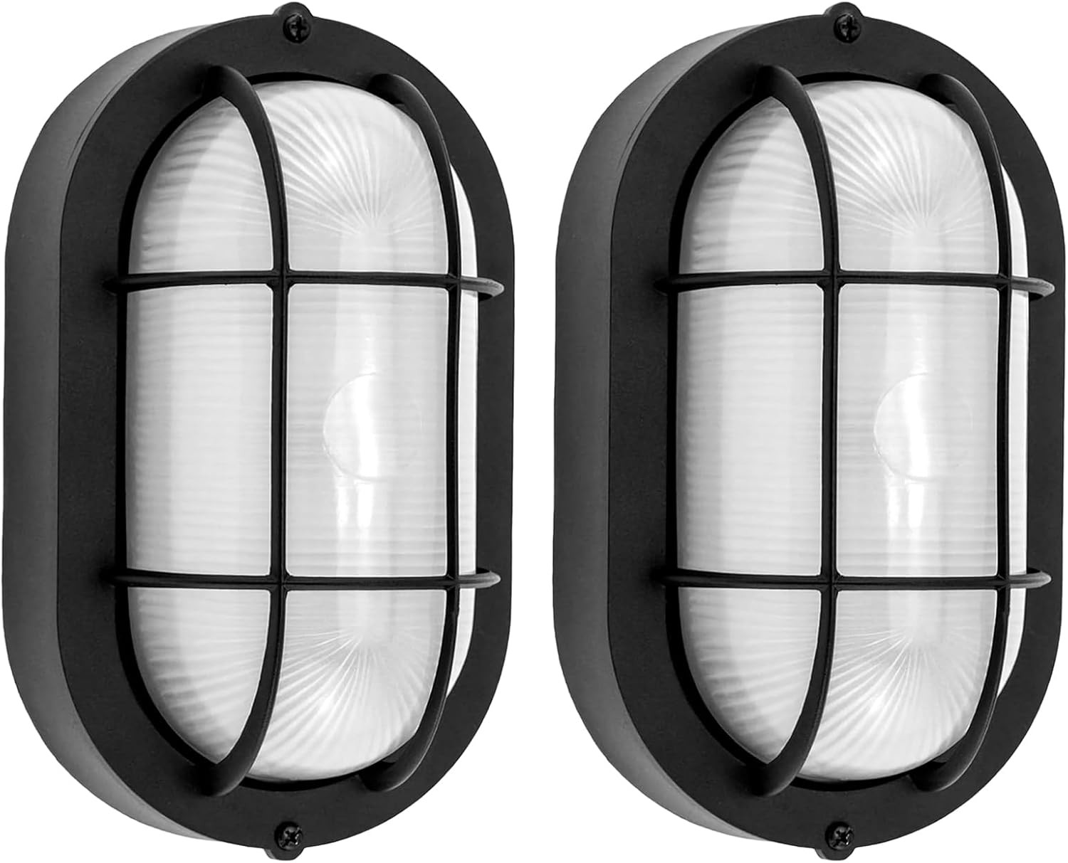 8.5″ Outdoor Wall Lights, Oval Bulkhead Wall Light Fixture 2 Pack, Outdoor Bu…