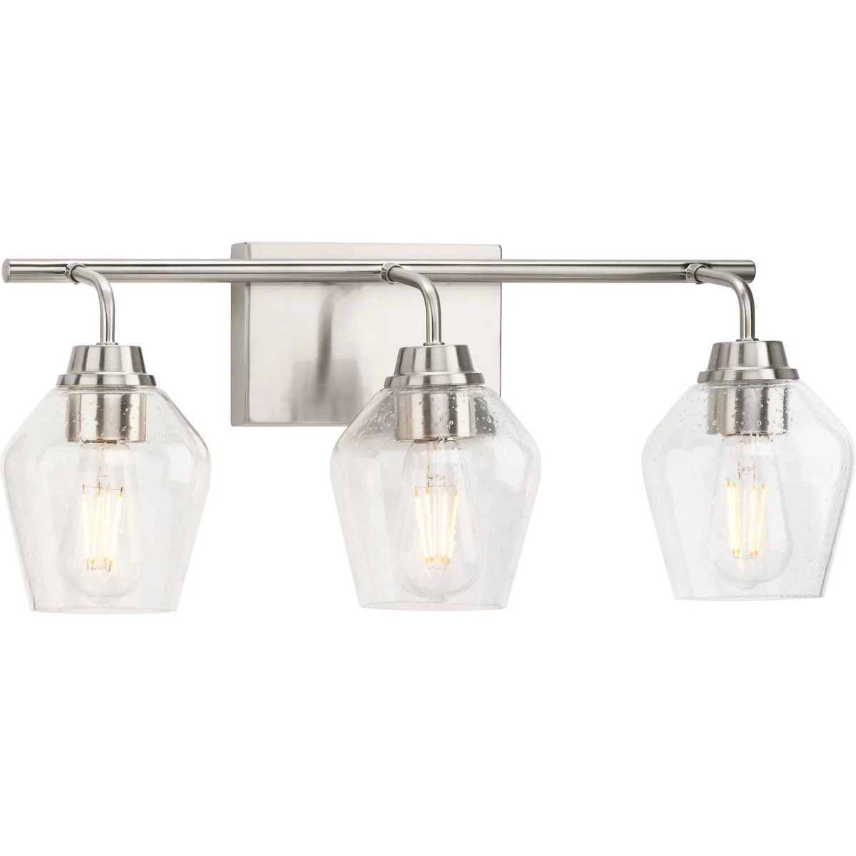 Adalyn Collection 3-Light Brushed Nickel Dimmable Vanity Light with Clear Glass