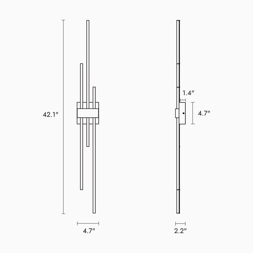 LNC 42.1″ H 3-Light Plating Brass Linear LED Wall Sconce Black