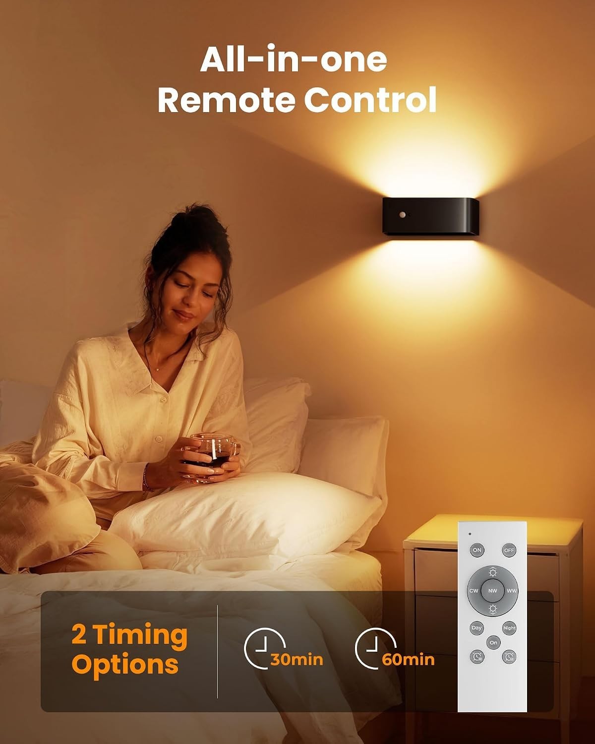Motion Sensor Wall Sconce Indoor with Remote Control Wall Light LED Wall Scon…