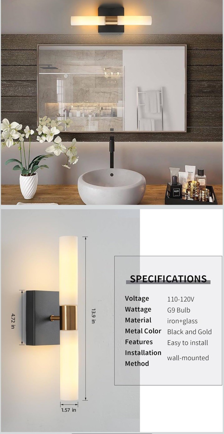 Kuzzull Wall Lamp (Black & Brass)